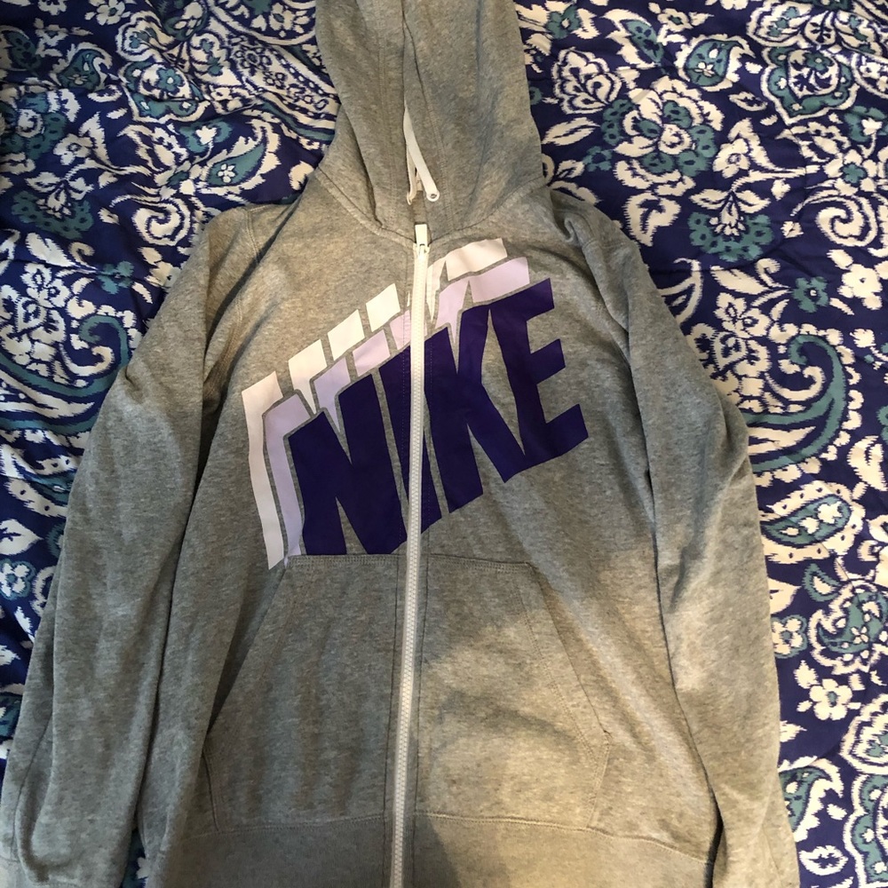 Gray Nike Zip Up with Hood, Size Small